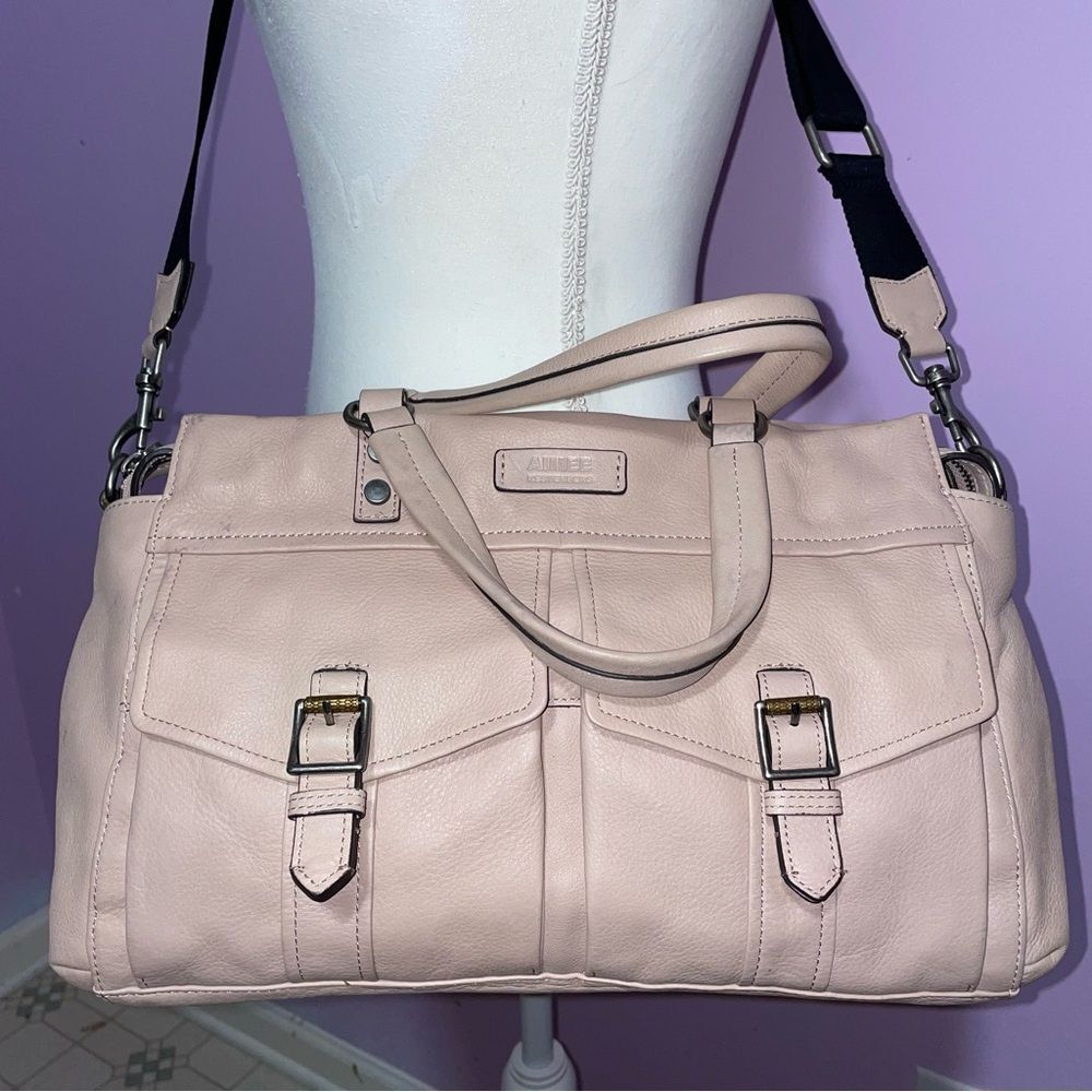 Aimee Kestenberg QVC Feel The Energy Pink Leather Satchel Crossbody Tote Purse